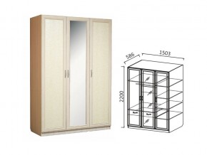 Шкаф 3-х ств 1500 для платья и белья Ивушка 7 дуб в Сухом Логу - suhoj-log.магазин96.com | фото